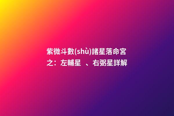 紫微斗數(shù)諸星落命宮之：左輔星、右弼星詳解